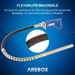 AREBOS Vibrateur à Béton Vibrateur Interne Cylindrique Poignée Pistolet Portable (800 W 1,5 M Longueur Du Câble) -Outils Magie Soldes Boutique 10316018 4