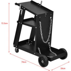 ProTec Chariot De Soudage Avec 3 Plateaux Et Rangement De Bouteille De Gaz Acier Noir [pro.tec] -Outils Magie Soldes Boutique 20888389 4