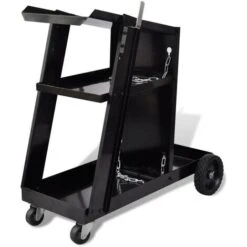 Topdeal Chariot De Soudage Avec 3 étagères D'atelier Noir