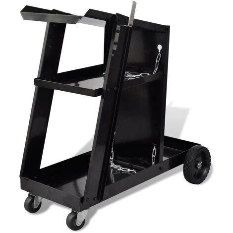 Topdeal Chariot De Soudage Avec 3 étagères D'atelier Noir 1 Topdeal Chariot De Soudage Avec 3 étagères D'atelier Noir