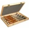 Coffret De 5 Ciseaux à Bois - Manche En Bois Vernis - Lame En Acier Chromé - STANLEY, 2-16-217