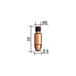 Tube Contact Ø De Fil 1 Mm M 6 Longueur 28 Mm E-Cu