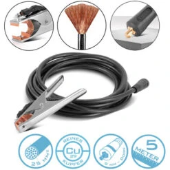 STAHLWERK Câble De Soudage à La Masse 5 Mètres Paquet De Tuyaux Jusqu'à 300 A 25mm² Accessoires Pour Postes à Souder