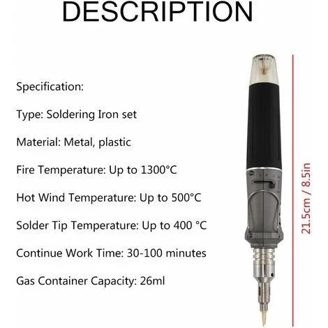 Fer à Souder Au Butane - Fer à Souder à Gaz 10 En 1 Kit Auto-allumage Professionnel Polyvalent Pour Réparation Fabrication De Bijoux Modèle De Brasage Cartes De Circuit Imprimé 2 Fer à Souder Au Butane - Fer à Souder à Gaz 10 En 1 Kit Auto-allumage Professionnel Polyvalent Pour Réparation Fabrication De Bijoux Modèle De Brasage Cartes De Circuit Imprimé – Image 2