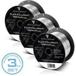 3 X STAHLWERK MIG/MAG Fil à Souder Et Fil Fourré Premium Ø 0,8 Mm, Fil à Souder FLUX E71T-GS, Sur Bobine De Fil D100 De 1 Kg Avec Mandrin De 16 Mm