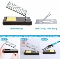 Kit De Fer à Souder 21 En 1 Avec 5 Pointes Supplémentaires, Pompe à Dessouder, Support De Fer à Souder, Fil D'étain, Flux, Coupe-fil, Pince à épiler, Tournevis, étui à Outils -Outils Magie Soldes Boutique 42717825 5