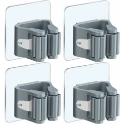 Porte Balai Rack Auto-Adhésif Porte Vadrouille Porte Balai Mural Multifonctions Support Mop Support Avec Crochets Stockage Crochet Vadrouille Clip Pour Cuisine Jardin Balcon GarageTriomphe 4 Pièces