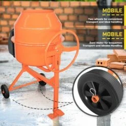 Nova Mélangeur En Béton électrique 2 Roues Mélangeur De Cadre En Acier Ciment Malte 140 L -Outils Magie Soldes Boutique 52056540 4