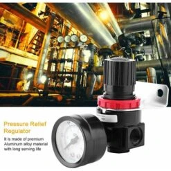 Détendeur De Pression, G1/4 Régulateur De Pression Manomètre Pour Compresseur à Commande Pneumatique Avec Manomètre Macaron -Outils Magie Soldes Boutique 53818641 5