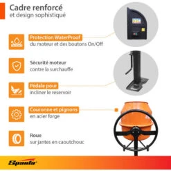 SPARTA - Bétonnière 180 L CM-180S - 800 W -Outils Magie Soldes Boutique 58696432 3
