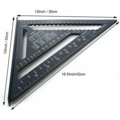 Equerre Menuisier Multifonctions 18cm Et 30cm, Triangle Métal Aluminium Règle Équerre Trusquin Guide Raporteur Angle 45 90 Degres/Outillage Charpentier/Outil Traçage Guidage Menuiserie Bois -Outils Magie Soldes Boutique 60576660 3