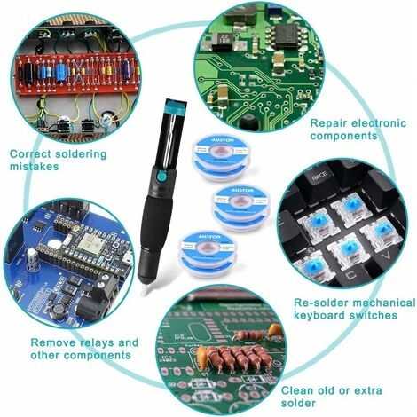 Lot De 7 Pièces Pompe à Dessouder Et Tresse à Dessouder Pour Enlever La Soudure 5 Lot De 7 Pièces Pompe à Dessouder Et Tresse à Dessouder Pour Enlever La Soudure – Image 5
