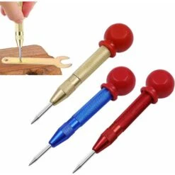 3 Pièces Poinçons Centraux Automatiques Pointeau Automatique Pointeau Poinçons Centraux Pour Bois Métal Plastique Fenêtre De Voiture De Comprimés Avec Capuchon De Coussin Et Effet Réglable