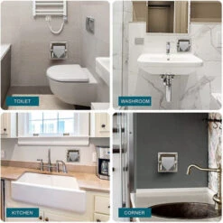 Porte-papier Toilette Encastrable En Acier Inoxydable Porte Rouleau De Papier Pour WC Salle De Bain Cuisine Argent -Outils Magie Soldes Boutique 64928575 4