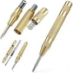 LTS FAFA Pointeau Central Automatique 12,7 Cm En Acier Inoxydable Avec Course Réglable, Détermine La Position De Perçage Pour L'acier, Le Bois, Le Plastique