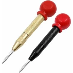 2PCS Pointeau Central Automatique 13cm Acier Pointeau Automatique Impact Réglable Center Punch Automatique Avec Capuchon Precision Pointeau Automatique Pour Métal Bois-Oi-FRIS Doré Noir