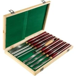 VEVOR Ensembles De Ciseaux à Bois Tour à Bois à Table De Travail 8pcs Rouge Pour Les Laboratoires