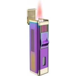 Jet Flamme Briquet Allume-Gaz Jet Flame Butane Avec 4 Flamme Briquet Jet Flamme Recharge Briquet Gaz Briquet Tempete Gaz Coupe-Vent Idéal Cadeau Homme Pour Candle Gazinière Cheminée