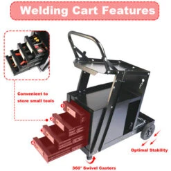 Chariot De Soudage Mobile 2 Étages à 4 Tiroirs Chariot D'Atelier (Charge De 90 Kg) Chariot à Outils De Soudage Avec Chaines -Outils Magie Soldes Boutique 71554552 3