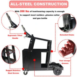 Chariot De Soudage Mobile 2 Étages à 4 Tiroirs Chariot D'Atelier (Charge De 90 Kg) Chariot à Outils De Soudage Avec Chaines -Outils Magie Soldes Boutique 71554552 4