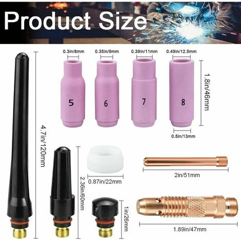 GP Betterlife Kit De 16 Pcs Pince TIG Buse En Céramique Casquette Torche De Soudure TIG Gaz Lentille Corps De Pince TIG Capuchons Arrière TIG Accessoire Soudage Pour WP - 17/18 / 26 TIG Torche Soudage 2 GP Betterlife Kit De 16 Pcs Pince TIG Buse En Céramique Casquette Torche De Soudure TIG Gaz Lentille Corps De Pince TIG Capuchons Arrière TIG Accessoire Soudage Pour WP - 17/18 / 26 TIG Torche Soudage – Image 2