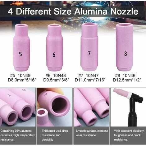 GP Betterlife Kit De 16 Pcs Pince TIG Buse En Céramique Casquette Torche De Soudure TIG Gaz Lentille Corps De Pince TIG Capuchons Arrière TIG Accessoire Soudage Pour WP - 17/18 / 26 TIG Torche Soudage 3 GP Betterlife Kit De 16 Pcs Pince TIG Buse En Céramique Casquette Torche De Soudure TIG Gaz Lentille Corps De Pince TIG Capuchons Arrière TIG Accessoire Soudage Pour WP - 17/18 / 26 TIG Torche Soudage – Image 3