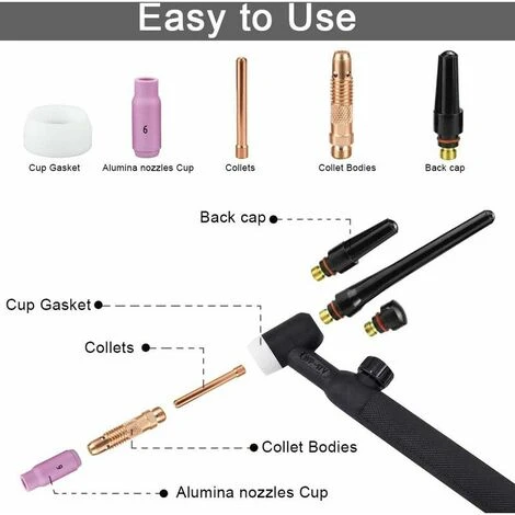 GP Betterlife Kit De 16 Pcs Pince TIG Buse En Céramique Casquette Torche De Soudure TIG Gaz Lentille Corps De Pince TIG Capuchons Arrière TIG Accessoire Soudage Pour WP - 17/18 / 26 TIG Torche Soudage 4 GP Betterlife Kit De 16 Pcs Pince TIG Buse En Céramique Casquette Torche De Soudure TIG Gaz Lentille Corps De Pince TIG Capuchons Arrière TIG Accessoire Soudage Pour WP - 17/18 / 26 TIG Torche Soudage – Image 4
