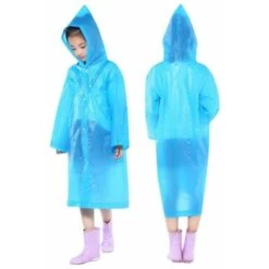 YIDOMDE Imperméable Manteau Poncho De Pluie Avec Capuchon Pour Enfant, EVA Cape De Pluie Pour Garçons Filles,YIDOMDE Poncho Résistant à La Pluie, Raincoat Pour Voyage Camping Randonnée Extérieur（Bleu）