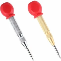 2 Pièces Poinçon De Centrage Automatique, Pointeau Central Automatique, Pointeau Automatique, Pointeau Automatique à Frapper Acier, Impact Réglable - Doré, Argenté,