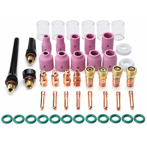 49 Pièces Torche De Soudage TIG Lentille à Gaz Trapue 10 Kit De Tasse En Verre Pyrex Pour WP-17/18/26 1 49 Pièces Torche De Soudage TIG Lentille à Gaz Trapue 10 Kit De Tasse En Verre Pyrex Pour WP-17/18/26