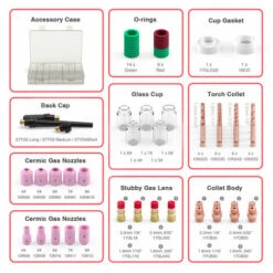 68 Pièces Kit D'accessoires De Soudage Tig Tasses En Verre Résistant à La Chaleur Ensemble De Lentilles De Gaz Trapus Pour WP-17/18/26, Modèle: 68 Pièces -Outils Magie Soldes Boutique 79655743 3