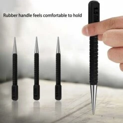 3 Pcs Poinçon à Tracer, Pointeau A Frapper Center Punch En Acier Avec Poignée - 1.5/2/3, Noir - -Outils Magie Soldes Boutique 79972713 5