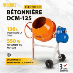 DENZEL - Bétonnière 125 L - 550 W -Outils Magie Soldes Boutique 80225093 3