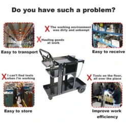 Chariot De Soudage Mobile 3 Étages Welding Chariot À Souder Servante De Soudage (Charge De 90 Kg) Chariot à Outils De Soudage Avec Chaines -Outils Magie Soldes Boutique 81276836 5