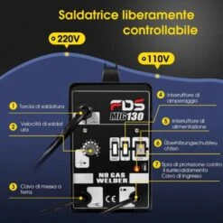 RELAX4LIFE Poste à Souder MIG 130 à Fil Sans Gaz, Puissance Réglable En 4 Positions, Livré Avec Bobine De Fil, Masque De Protection, Compact à 36x18x35CM (Noir) -Outils Magie Soldes Boutique 81851260 4