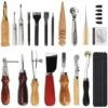 18PCS Kit Outils Cuir DIY Outillage Poinçon Artisanat Maroquinerie Bricolage Main Punch Trou Stitching Working Sewing Saddle Groover
