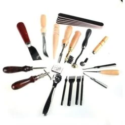 18PCS Kit Outils Cuir DIY Outillage Poinçon Artisanat Maroquinerie Bricolage Main Punch Trou Stitching Working Sewing Saddle Groover -Outils Magie Soldes Boutique 85430310 4