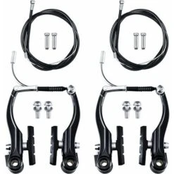2 Paires De Freins De Vélo En Aluminium V Brake Set Noir VTT Frein Hybride Avec 2 Câbles De Frein Et 4 Embouts De Câble Pour VTT Route La Plupart Des Vélos