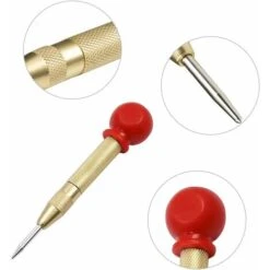 2PCS Pointeau Central Automatique 13cm Acier Pointeau Automatique Impact Réglable Center Punch Automatique Avec Capuchon Precision Pointeau Automatique Pour Métal Bois- Doré Noir -Outils Magie Soldes Boutique 88622562 4