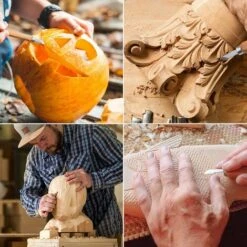 Ciseaux à Bois, Kit D'outils De Gravure Avec Pierre à Aiguiser / Sac De Rangement -Outils Magie Soldes Boutique 88919229 5