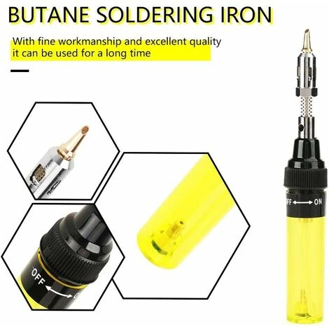 Fers Fer à Souder Au Gaz Butane Chalumeau Fer à Souder Pistolet Outil De Soudage 1300 (Jaune) 2 Fers Fer à Souder Au Gaz Butane Chalumeau Fer à Souder Pistolet Outil De Soudage 1300 (Jaune) – Image 2