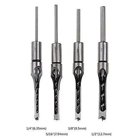 Ciseau à Bois Jeu De 4 Forets à Trou Carré, Burins Creux En Acier, Ensemble D'outils De Travail Du Bois (1/4 -1/2 - 5/16 - 3/8 Pouces) 2 Ciseau à Bois Jeu De 4 Forets à Trou Carré, Burins Creux En Acier, Ensemble D'outils De Travail Du Bois (1/4 -1/2 - 5/16 - 3/8 Pouces) – Image 2