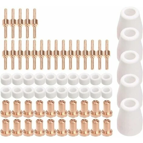 65 PièCes SéRues Kit D'éLectrodes Et De Buses De Pointe De Coupeur De Plasma Accessoires Consommables Pour PT31 30 40 50 Outils De Soudage De Coupeur De Plasma 1 65 PièCes SéRues Kit D'éLectrodes Et De Buses De Pointe De Coupeur De Plasma Accessoires Consommables Pour PT31 30 40 50 Outils De Soudage De Coupeur De Plasma