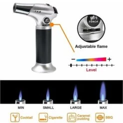 Rose Chalumeau De Cuisine, Torche Rechargeable Avec Verrou De Sécurité, Flamme Réglable Avec 2 Pinceaux En Silicone Pour La Cuisson, Barbecue, Patisseries, Soudure, Camping (Butane Non Inclus) -Outils Magie Soldes Boutique 91750373 5