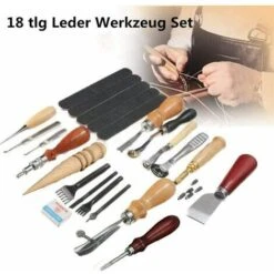18Pcs Kit Outils Cuir Diy Outillage Poinçon Artisanat Maroquinerie Bricolage Main Punch Trou Stitching Working Sewing Saddle Groover -Outils Magie Soldes Boutique 91971046 3