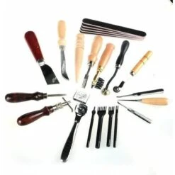 18Pcs Kit Outils Cuir Diy Outillage Poinçon Artisanat Maroquinerie Bricolage Main Punch Trou Stitching Working Sewing Saddle Groover -Outils Magie Soldes Boutique 91971046 4