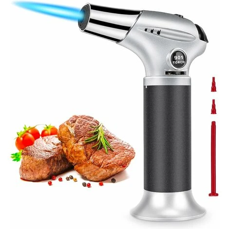 Chalumeau De Cuisine, Briquet Torche Réglable Et Rechargeable Avec Verrouillage Sécurité Pour Crème Brûlée, Barbecue, Cuisson, Soudure, Gaz Butane Non Inclus 1 Chalumeau De Cuisine, Briquet Torche Réglable Et Rechargeable Avec Verrouillage Sécurité Pour Crème Brûlée, Barbecue, Cuisson, Soudure, Gaz Butane Non Inclus