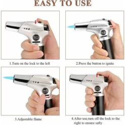 Chalumeau De Cuisine, Briquet Torche Réglable Et Rechargeable Avec Verrouillage Sécurité Pour Crème Brûlée, Barbecue, Cuisson, Soudure, Gaz Butane Non Inclus 7 Chalumeau De Cuisine, Briquet Torche Réglable Et Rechargeable Avec Verrouillage Sécurité Pour Crème Brûlée, Barbecue, Cuisson, Soudure, Gaz Butane Non Inclus -Outils Magie Soldes Boutique 92151623 3