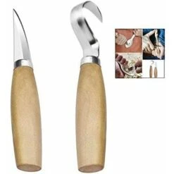 2Pièces Couteau Sculpture Bois, Couteau Croche Bois Outils De Sculpture Bois Avec Manche En Bois