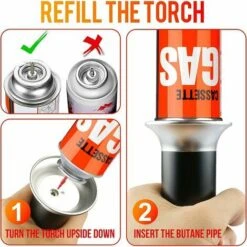 Chalumeau De Cuisine Torche De Cuisine Brûleur à Gaz Butane, Serrure De Sécurité Et Acier Inoxydable Et Aluminium Pour La Cuisine Home DIY Brûlée, Barbecue, Bougies (Butane Non Inclus) -Outils Magie Soldes Boutique 93444149 5